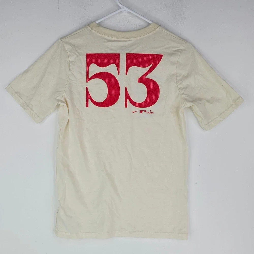 Nike Kids Texas Rangers Adolis Garcia 53 T-Shirt Cream Youth Large 14/16